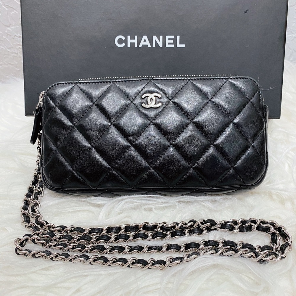 Authentic Chanel CC WOC Double Zip Lambskin